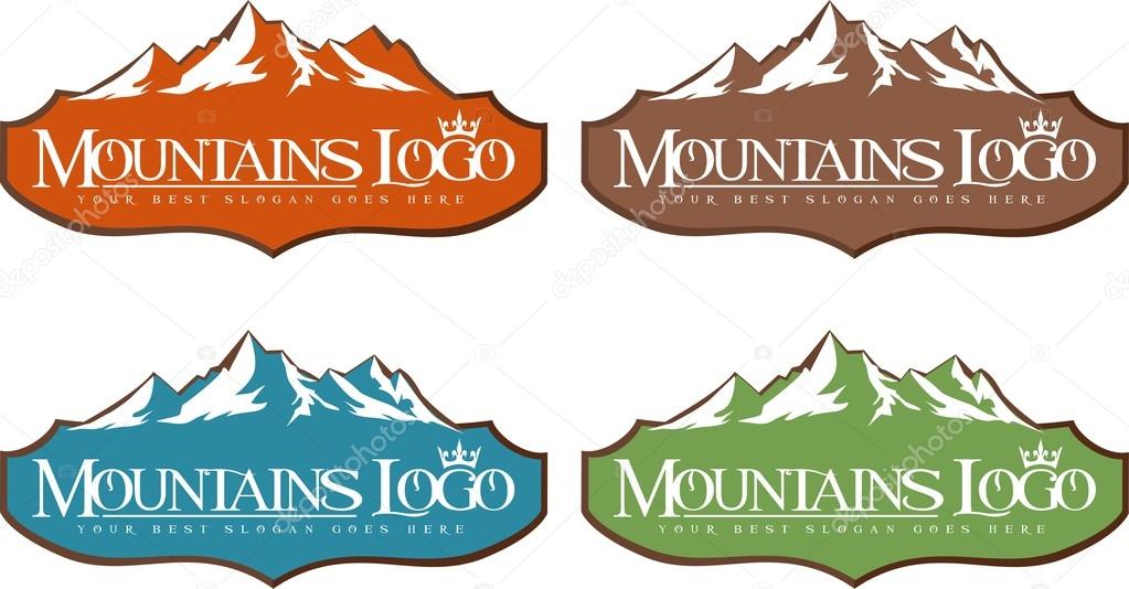 Mountain Design Creative vector icon with snow peaks.