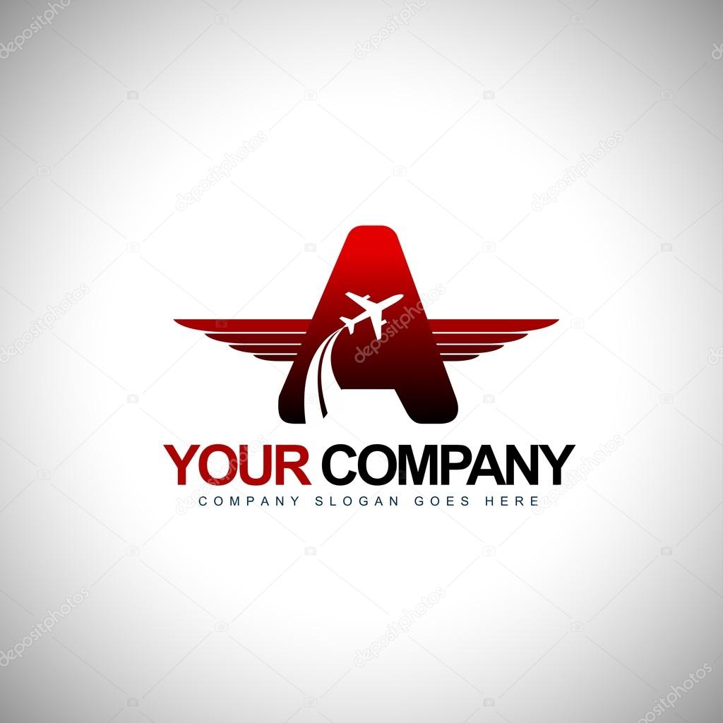 Plane Logo design Concept. Airplane logo with wings. Plane Badge design.