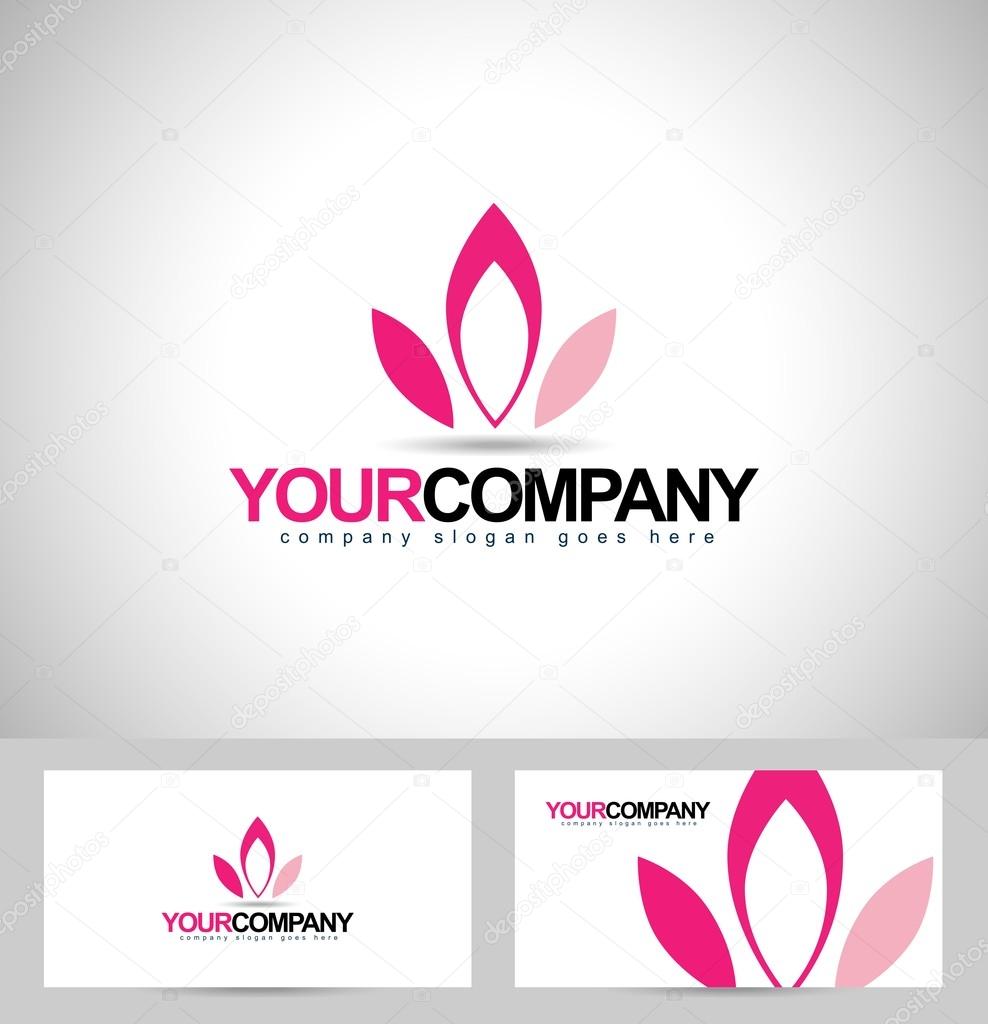 Lotus Logo Design. Flower logo concept. Creative flower petals design with business card template
