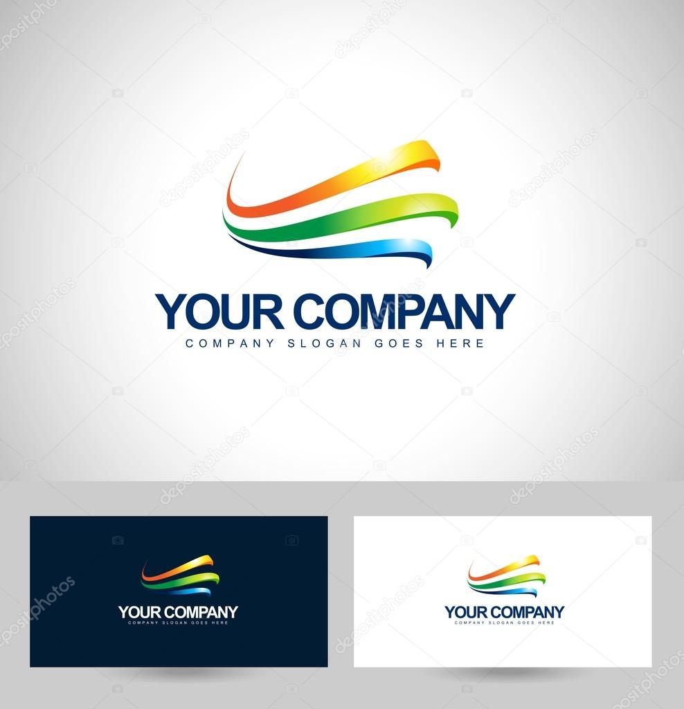 Business Logo Design. Colorful Swashes Vector. Creative Corporate Logo with business card template.