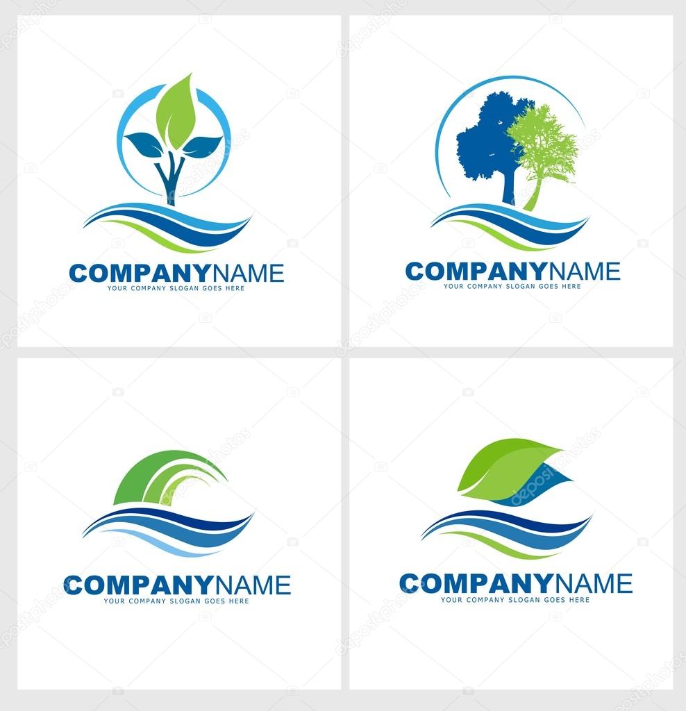 Trees and Leaves Logo Design. Creative Nature Icons