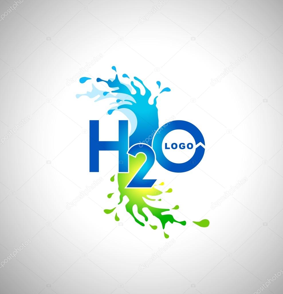 Water Logo Design. Creative water splash logo with blue green colors.