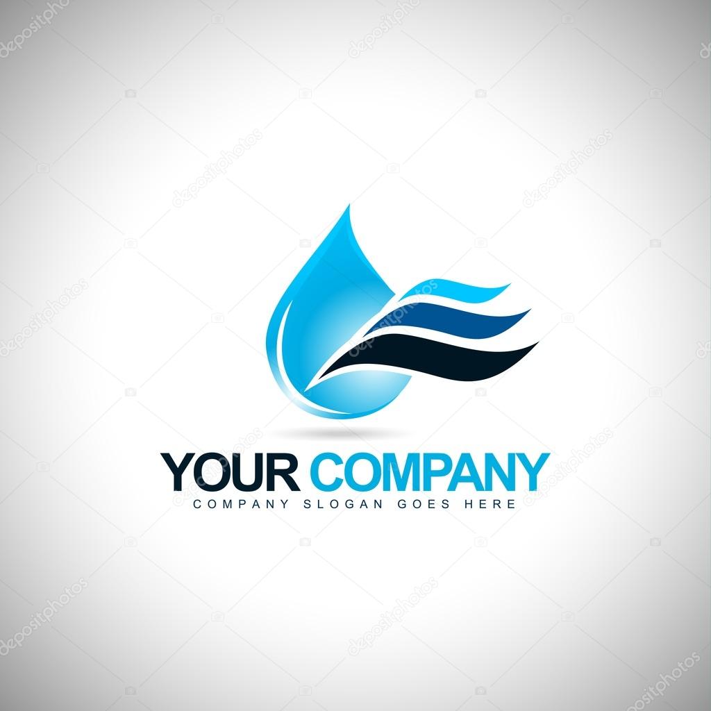 Water Drop Icon Logo Design. Creative logo of a water drop with waves.