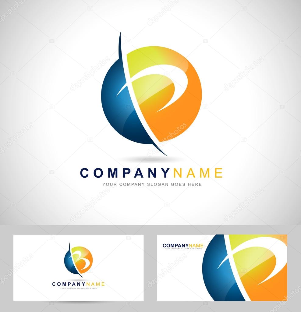 Letter P logo design. Creative letter p logo icon with business card template