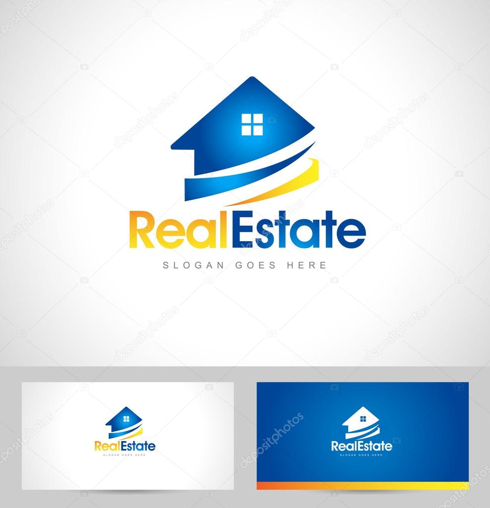 Real Estate Logo Design. Creative abstract real estate icon logo and business card template.
