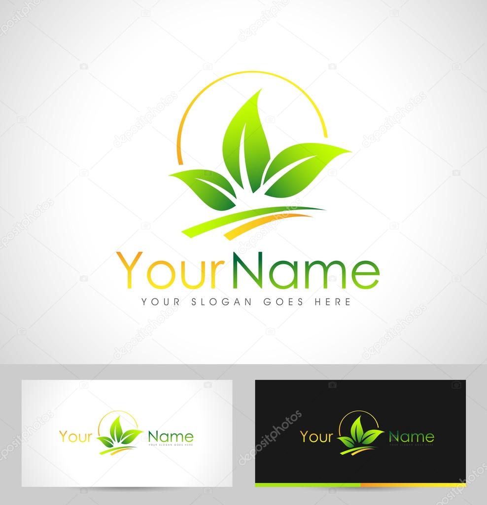 Leaf Logo Design. Creative abstract leafs leaf icon logo and business card template.