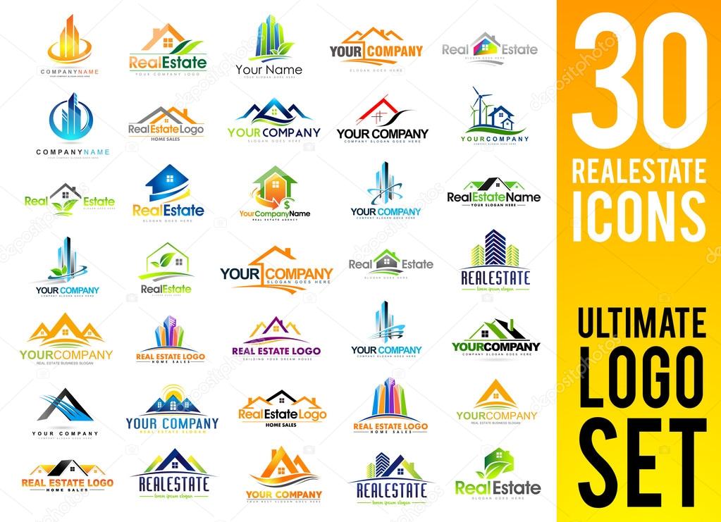 Real Estate Logo Set Collection. Creative Real Estate Icons. House logos Set