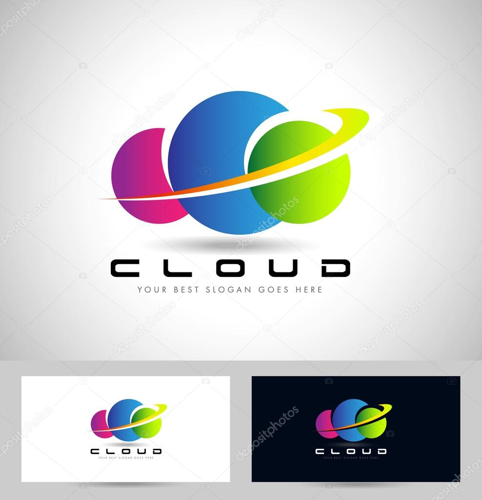 Cloud Concept Logo. Creative colorful cloud vector design with business card template