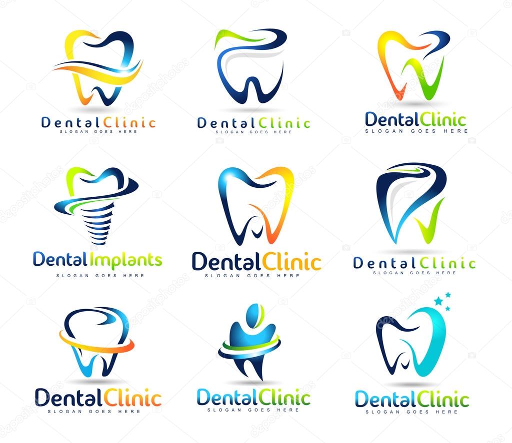 Dental Logo Design. Dentist Logo. Dental Clinic Creative Company Vector Logo Set