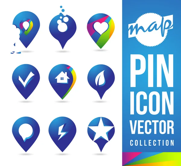 Mapa Pins Iconos — Vector de stock