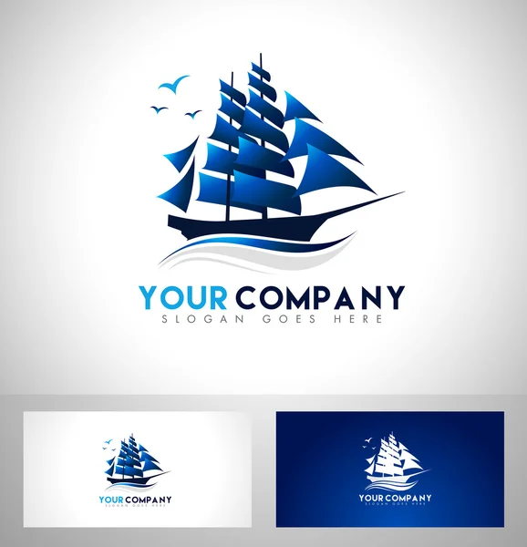 Logo della nave a vela — Vettoriale Stock