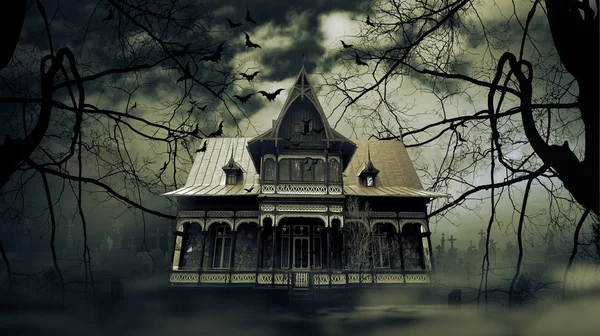 Casa infestata con oscura spaventosa atmosfera horror — Foto Stock