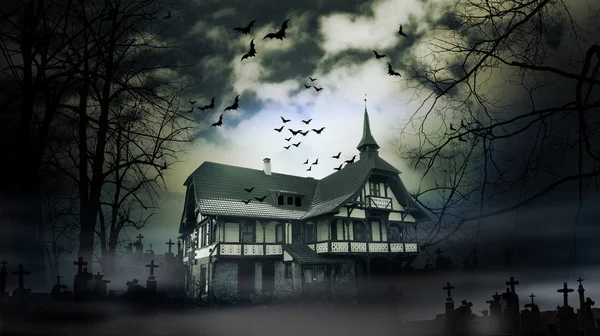 Haunted house with dark scary horror atmosphere — Stock Photo, Image