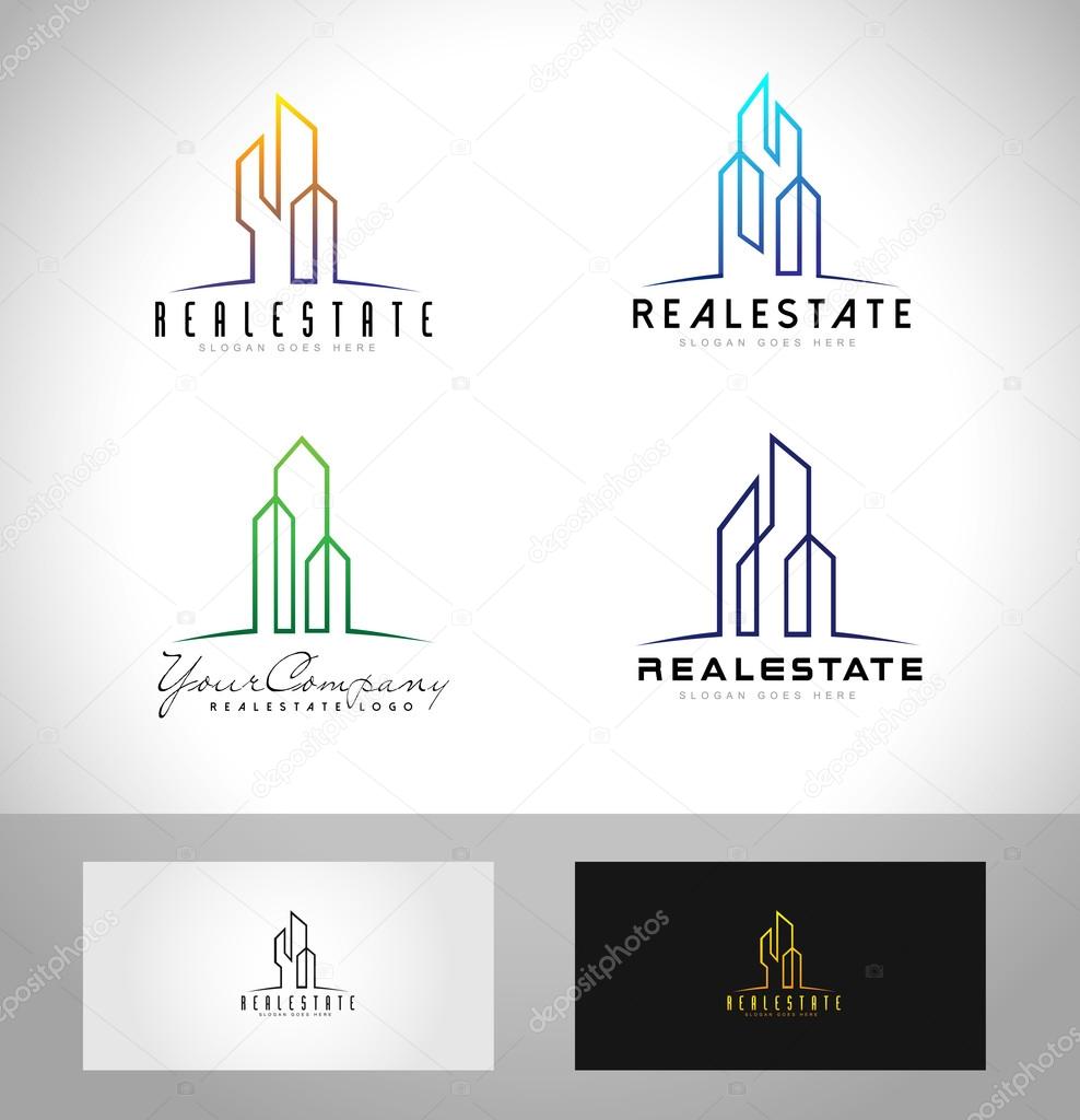 Real Estate Logo Design. Creative abstract real estate icon logo and business card template.