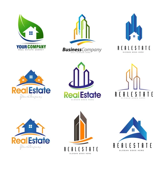 Logotipo inmobiliario conjunto — Archivo Imágenes Vectoriales