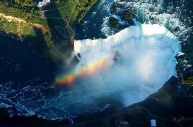 Niagara falls nostalgic rainbow and mist view clipart