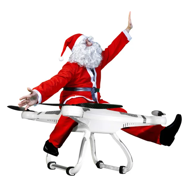 Papai Noel voando em drone — Fotografia de Stock