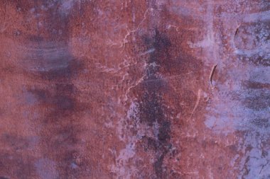 Paslı arka plan, yakın plan paslı kırmızı metal yıpranmış eski yüzey. 