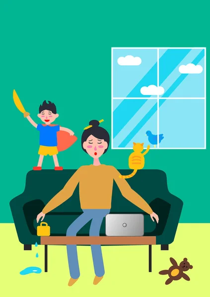 İzolasyon sırasında Evden Uzak Serbest Çalışmalar Hakkında Vektör Resimleri