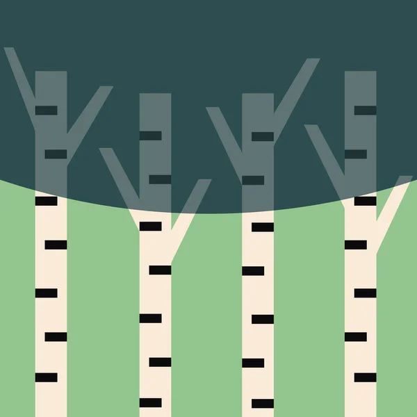 Birch Forest Summer Green Russian Woodland Trees Trunks Top Leaves — Stock Illustration Birch Forest Summer Green Russian Woodland Trees Trunks Top Leaves Royalty Free Stock Illustrations