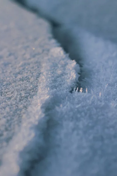 Glace Rivière Fissurée Givre Gros Plan Hiver Neige Fond Surface — Photo