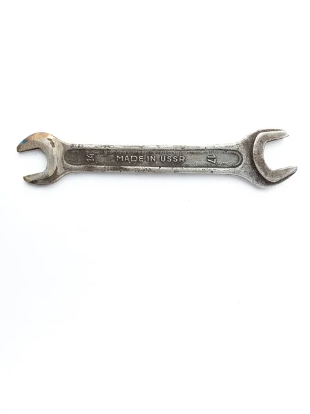 Starý Rusty Klíč Klíč Izolované Bílém Pozadí — Stock fotografie