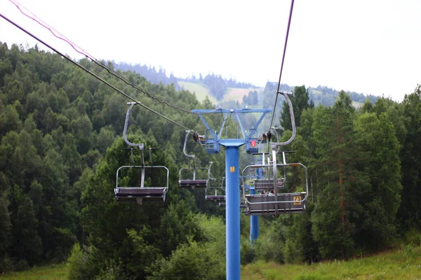 Cableway Funicular Summer Woodland — 图库照片