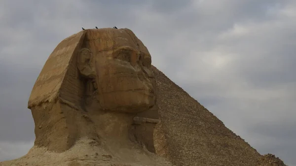 Famosa Esfinge Com Grandes Pirâmides Vale Gizé Cairo Egito — Fotografia de Stock