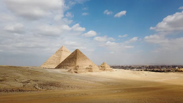 Giza Piramidy Krajobraz Historyczne Piramidy Egipskie — Zdjęcie stockowe