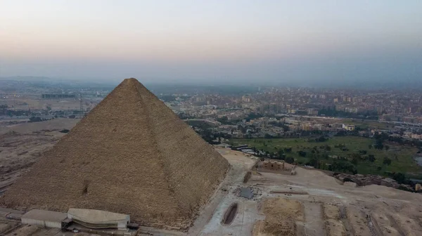 Uitzicht Vanuit Lucht Gizeh Piramides Landschap Historische Egyptische Piramides Neergeschoten — Stockfoto