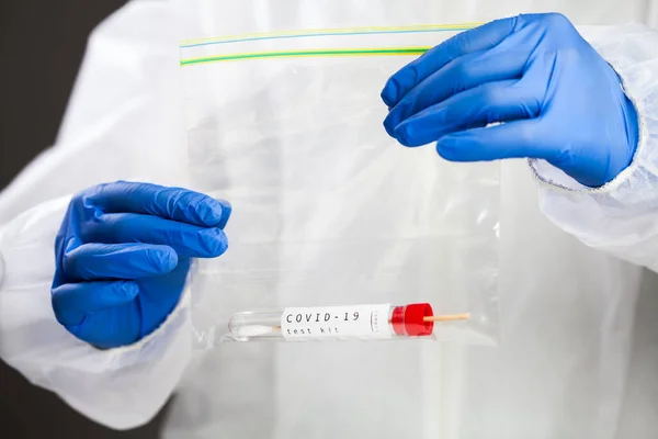 Covid Virus Disease Self Swab Test Sample Kit Medical Laboratory — Foto de Stock