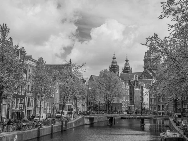 Cidade Amsterdam Nas Terras Baixas — Fotografia de Stock