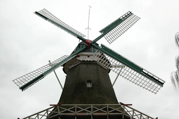 Eastern Frisia Germany Mills Boats — Stock Photo, Image