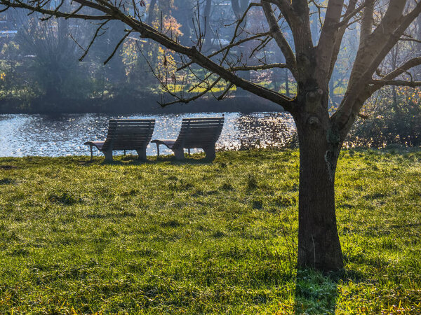 autumn time at a lake in germany