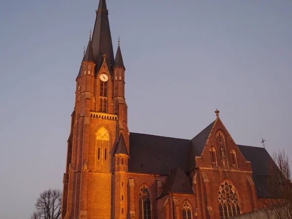 Weihnachtsbeleuchtung Einer Kirche Deutschland — Stockfoto
