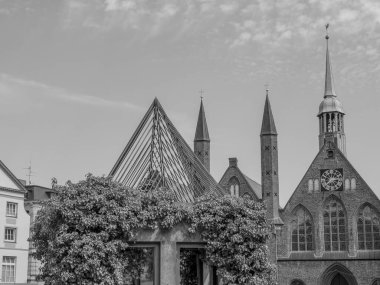 Almanya 'daki Trave Nehri' nin oradaki Luebeck şehri.