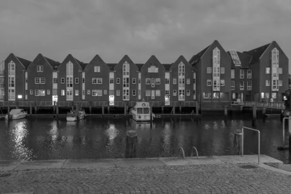 Staden Husum Natten — Stockfoto