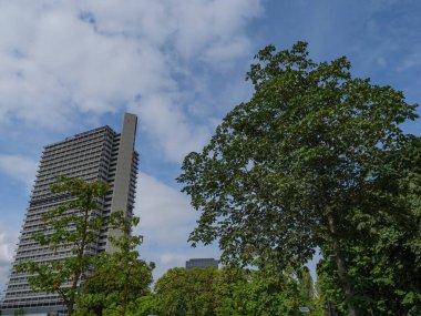 Bonn şehri Almanya 'da Ren nehrinin kenarında.