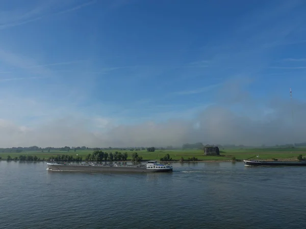 Tidig Morgon Tid Vid Floden Rhine Tyskland — Stockfoto
