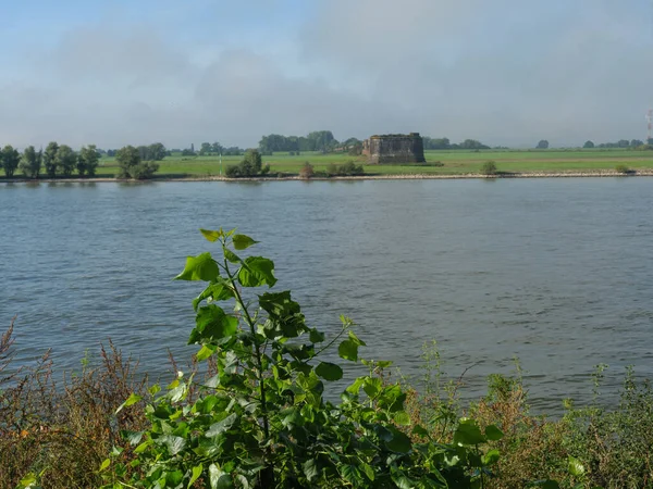 Wczesnym Rankiem Przy Rzece Rhine Niemczech — Zdjęcie stockowe