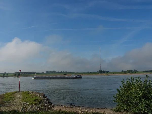 Tidig Morgon Tid Vid Floden Rhine Tyskland — Stockfoto