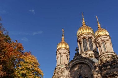 Almanya 'nın Wiesbaden şehrinde sonbahar mevsimi
