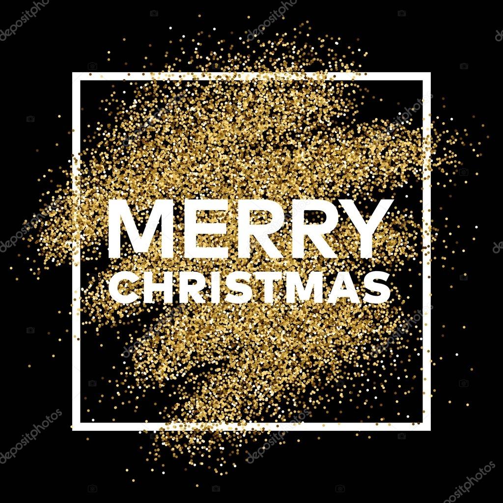 Gold glitter background with Merry Christmas inscription — Wektor stockowy