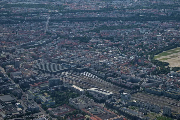 Münchner Bahnhof Vom Propellerflugzeug Aus Gesehen 2020 — Stockfoto