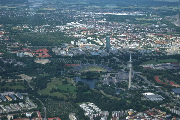 Olympia Stadion Munich Tyskland Sett Fra Lite Fly 2020 – stockfoto