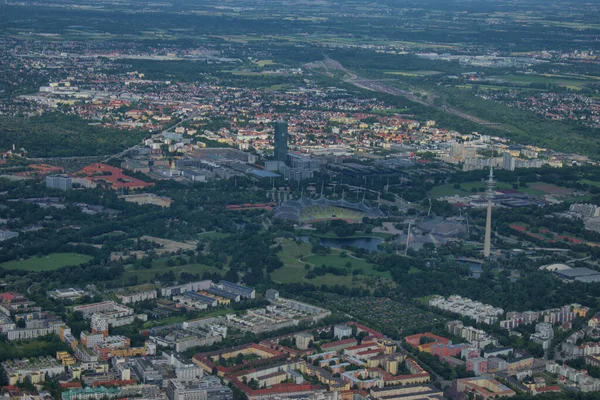 Estadio Olympia Munich Alemania Visto Desde Pequeño Avión 2020 — Foto de Stock