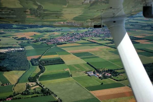 Área Rural Durante Voo Sul Alemanha Com Pequeno Avião 2020 — Fotografia de Stock