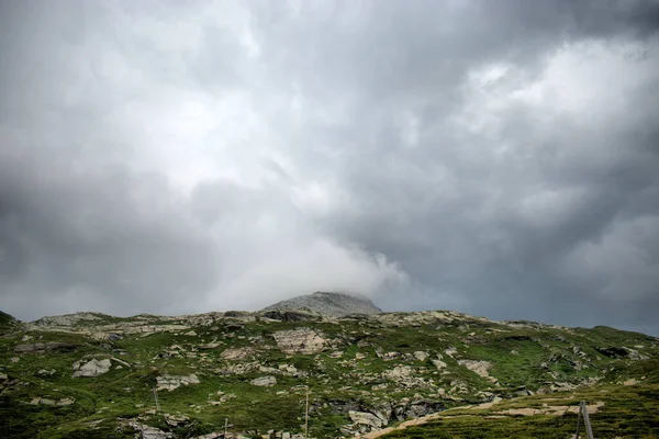 Stormy weather and dramatic cloud scenery over the San Bernardinopass in Switzerland 30.7.2020