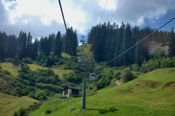 Gondel Aanloop Naar Bergen Van Vals Zwitserland 2020 — Stockfoto