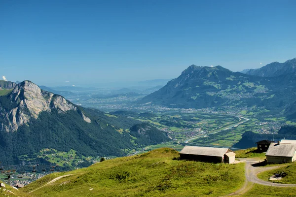 Überblick Über Das Rheintal Der Schweiz Und Liechtensteins Vom Pizol — Stockfoto